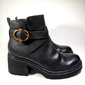 Sofft Jenine Black Leather Platform Ankle‎ Boots Women’s Size 9